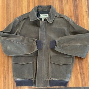 L.L. Bean Men's Dark Brown Goatskin Bomber Jacket XL Regular